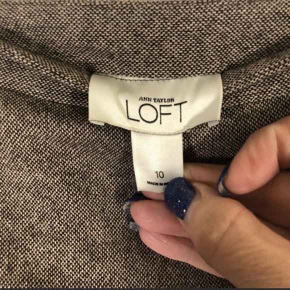 Loft A Line Skirt Ladies 10 Brown Wool Blend Decorative Stitching No Pockets - Picture 6 of 8